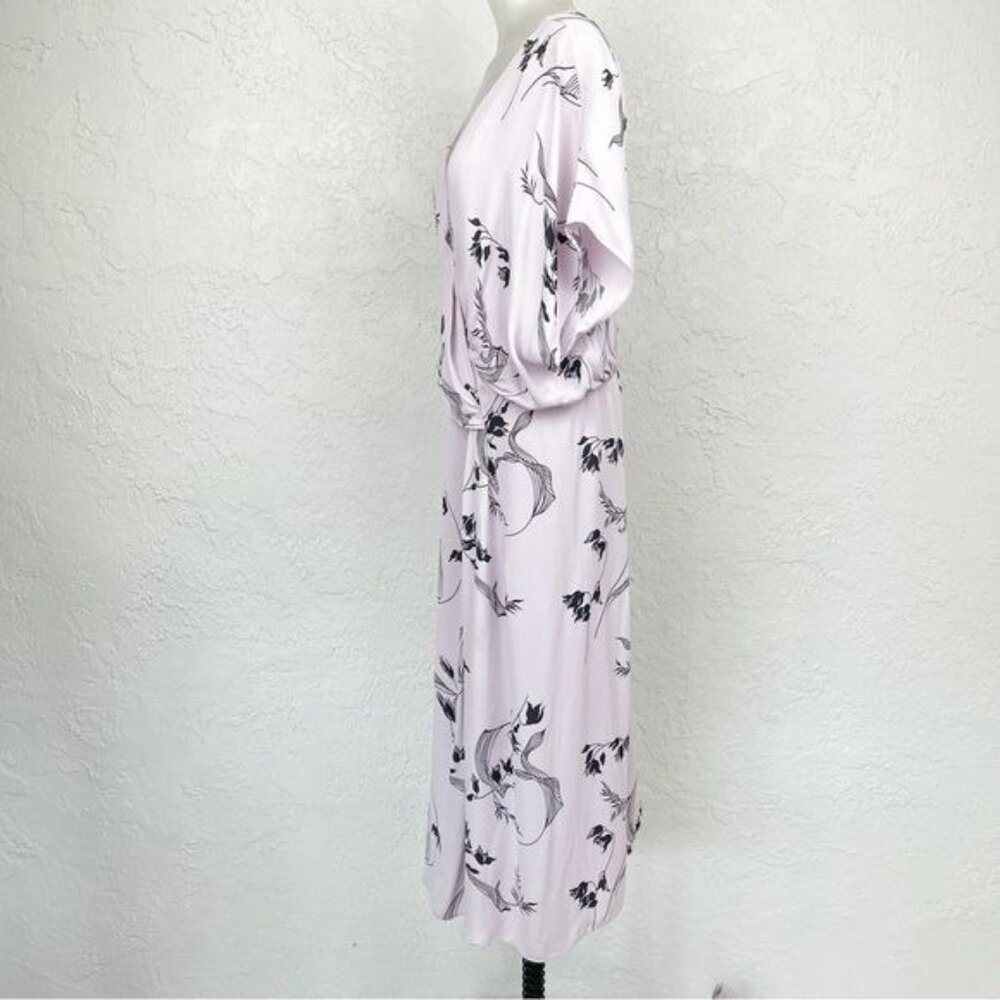 Lewit | Lavender Floral Print Faux Wrap midi Dress 14 - Picture 4 of 9